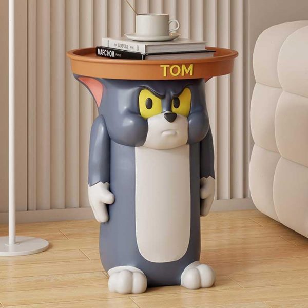 汤装饰品卡通猫床头柜小桌面摆件萌动物客厅家用边几超TOM姆茶几