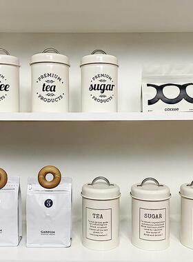 样板房厨房咖啡主题摆件橱柜铁艺收纳罐售楼处茶叶密封盒岛台装饰