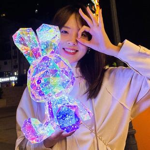 情人节创意幻彩小兔子婚宴伴手礼发光小熊灯送闺蜜惊喜生日礼品