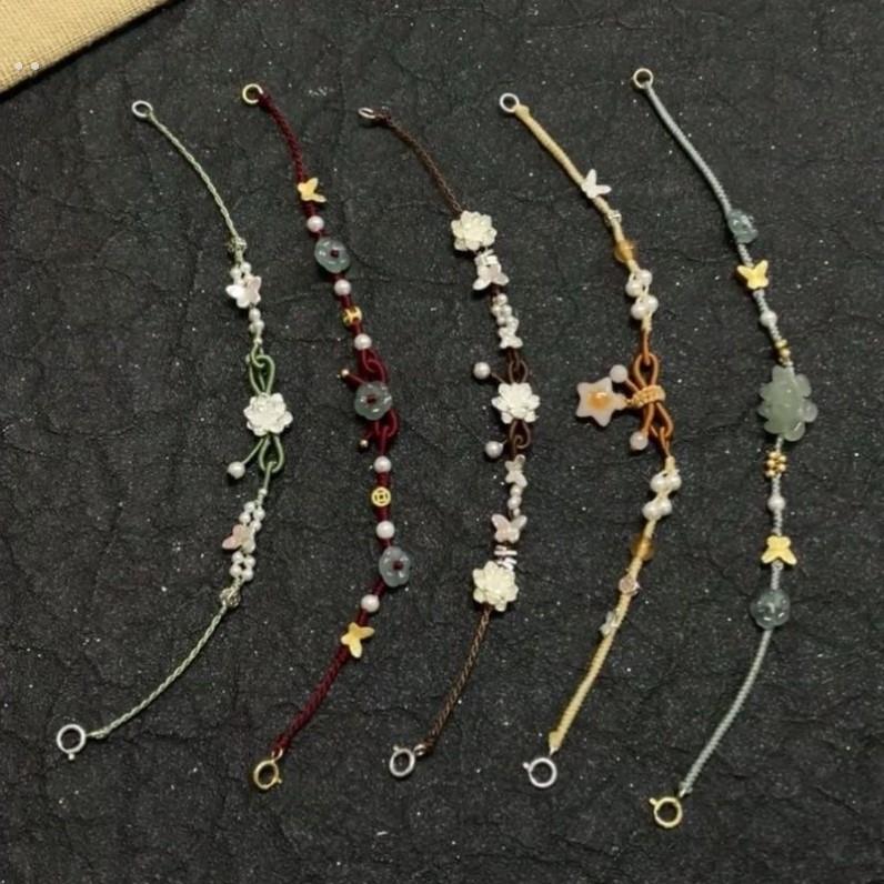 小碎花清新手工编织diy手炼橄榄绿手串手绳送女生七夕情人节礼物