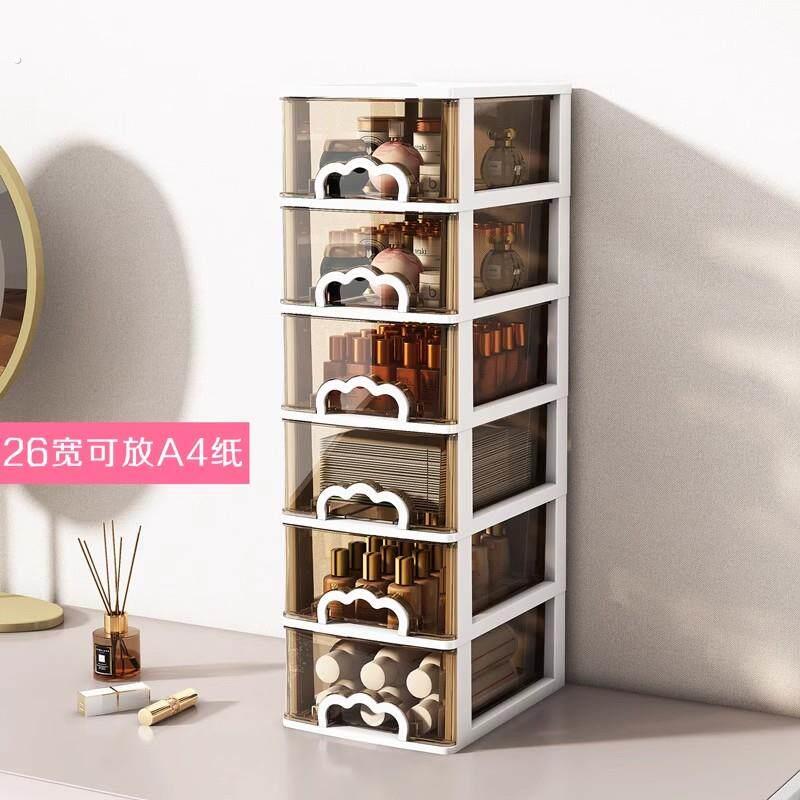 梳妆台办公桌面塑料收纳架盒柜抽屉式化妆品透明大容量整理箱置物
