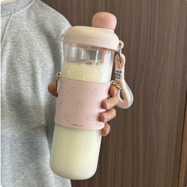 双吊带吸管玻璃杯孕产妇点心杯侧躺喝水糖耐女生高硼硅耐热喝水杯