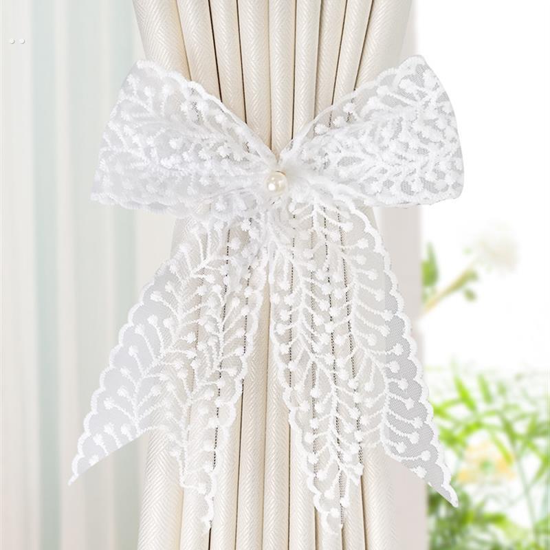 蕾丝蝴蝶结窗帘绑带一对装法式轻奢纱帘绑绳扎束带装饰配件小饰品