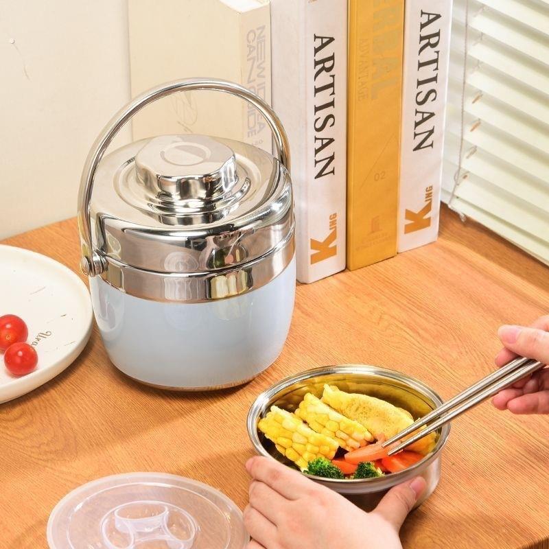 超长保温饭盒女上班族保温桶一人用饭桶304不锈钢家用便当盒双层