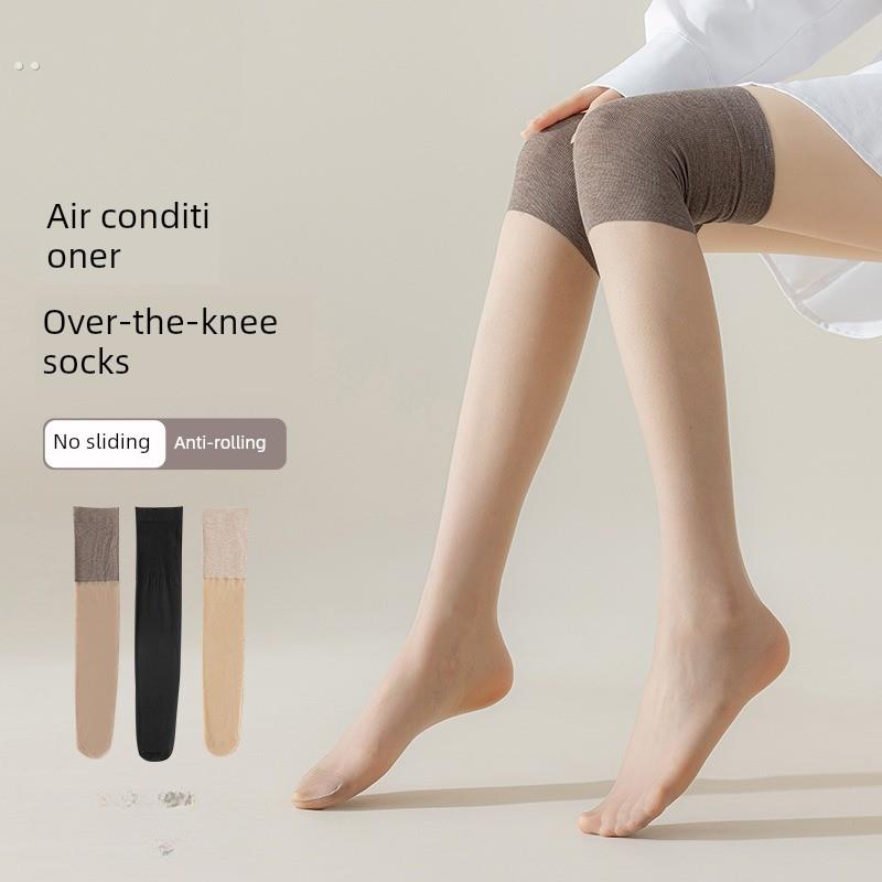 大码女空调房护膝丝袜加肥加大过膝袜套200斤半截夏季长筒袜防滑