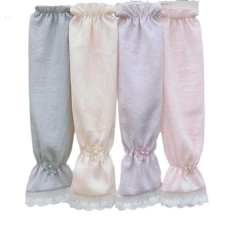 防晒手袖护臂女遮阳冰袖大码护袖宽松雪纺夏季手臂袖套薄款白色长