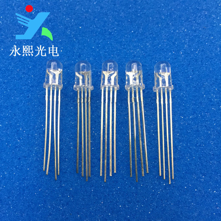 5MM透明led直插全彩rgb灯珠发光二极管f5共阴灯珠