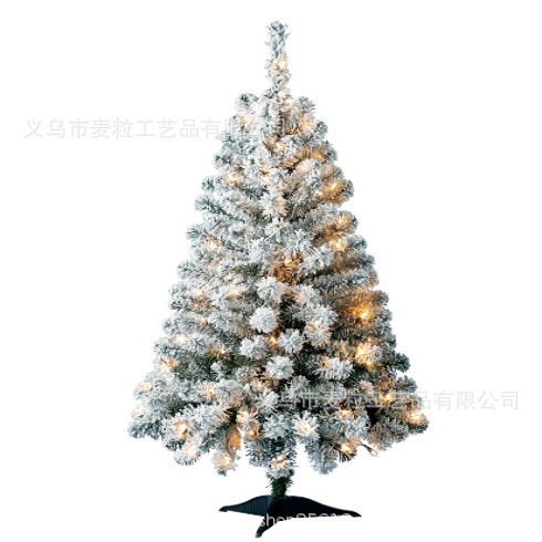 【麦粒工厂】亚马逊新款PVC植绒圣诞树带灯圣诞树