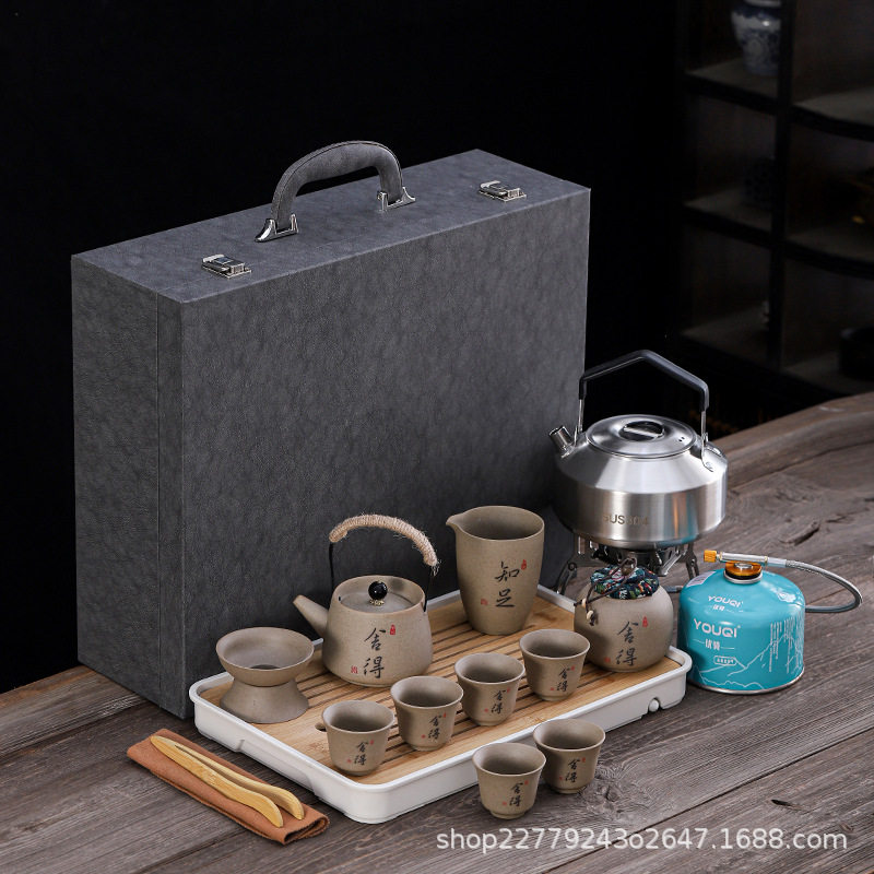 户外旅行茶具套装便携喝茶装备带烧水炉野外公园露营泡茶煮水全套