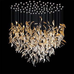 批发酒店大堂售楼部宴会厅吊灯创意叶片造型别墅复式前台工程灯具