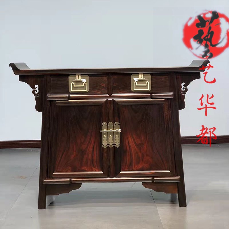红木家具大红酸枝明式入户玄关柜翘头案交趾黄檀中式餐边柜