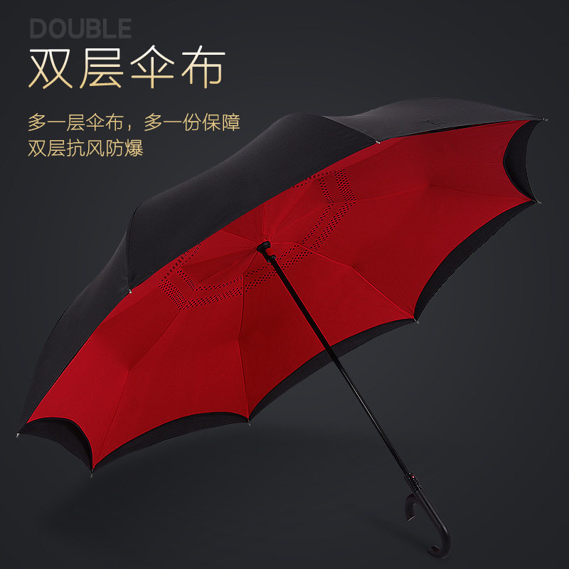 双层免持式雨伞反向C型全自动男女车用超大太阳伞汽车长柄制定
