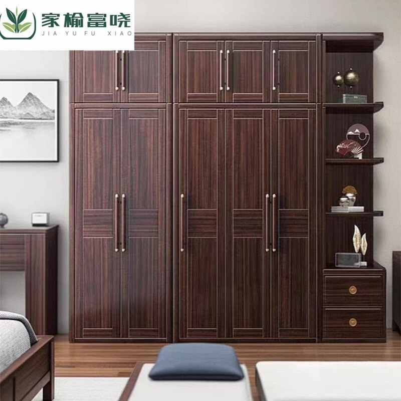 新中式乌金木全实木衣柜 家用卧室储物柜 大容量双开衣橱家具