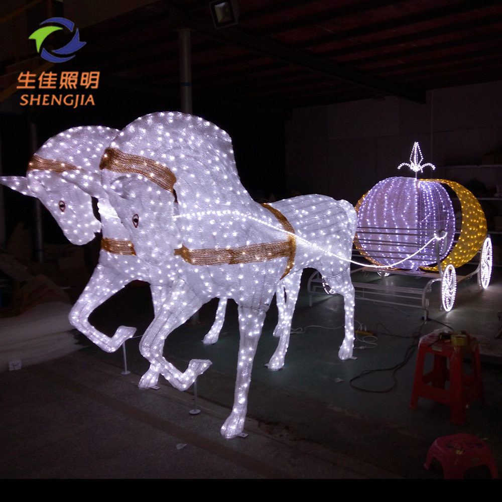 滴胶马拉车造型灯彩虹管动物灯亮化景观图案灯圣诞动物造型装饰灯