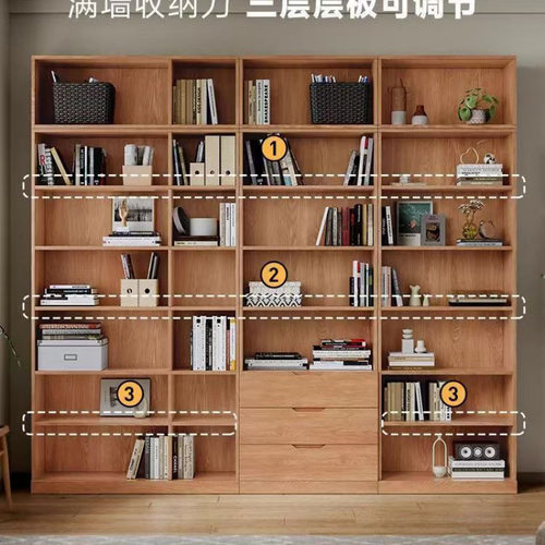 全实木玻璃门整墙书柜