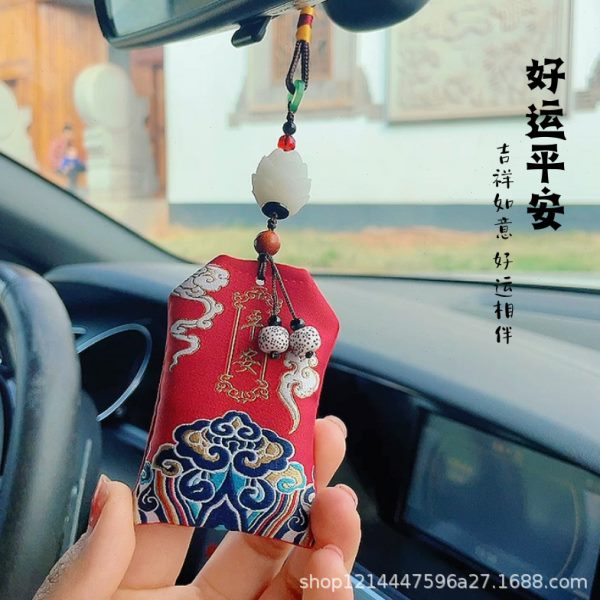 件车载莲花j礼红香囊后视镜同款送人汽车挂件香香包