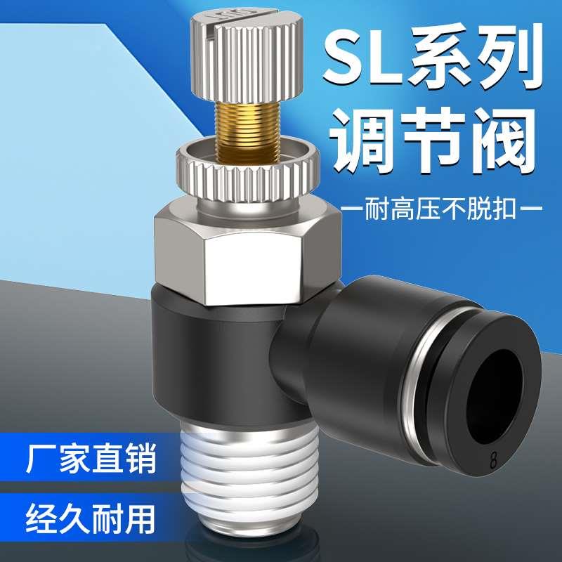 气管快速接头节流阀气动可调SL4-m5/6-01/8-02气缸连接接头节气阀