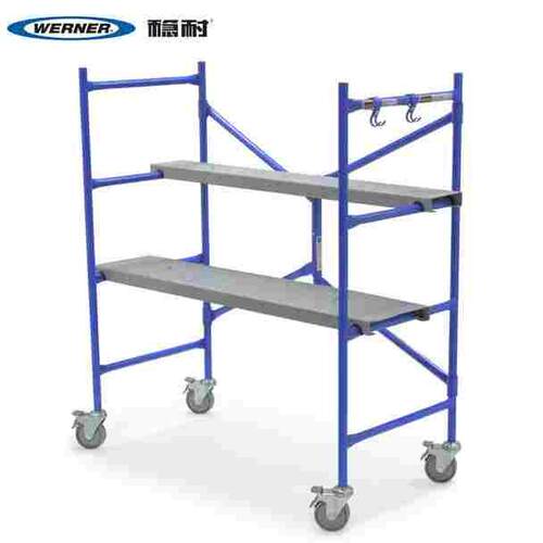 正品WERNER/稳耐轻型便携式铁质非绝缘平台梯 脚手架带脚轮PS-48