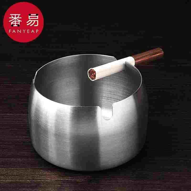 烟灰缸A1P42-办公室高级感不锈钢烟缸家用带盖创意漏斗个性防