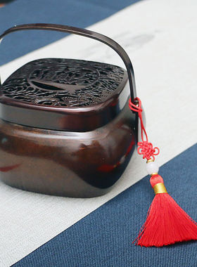 苏工手炉古纹招财进四方铜香炉中式传统烧炭空熏便携手提暖手炉
