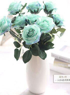 10头玫瑰束仿真花假花家饰装饰花插花把束花婚庆婚礼干花厂家