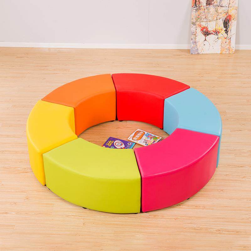 幼儿园早教中心培训班机构家长休息等候区圆型弧形创意沙发凳组合