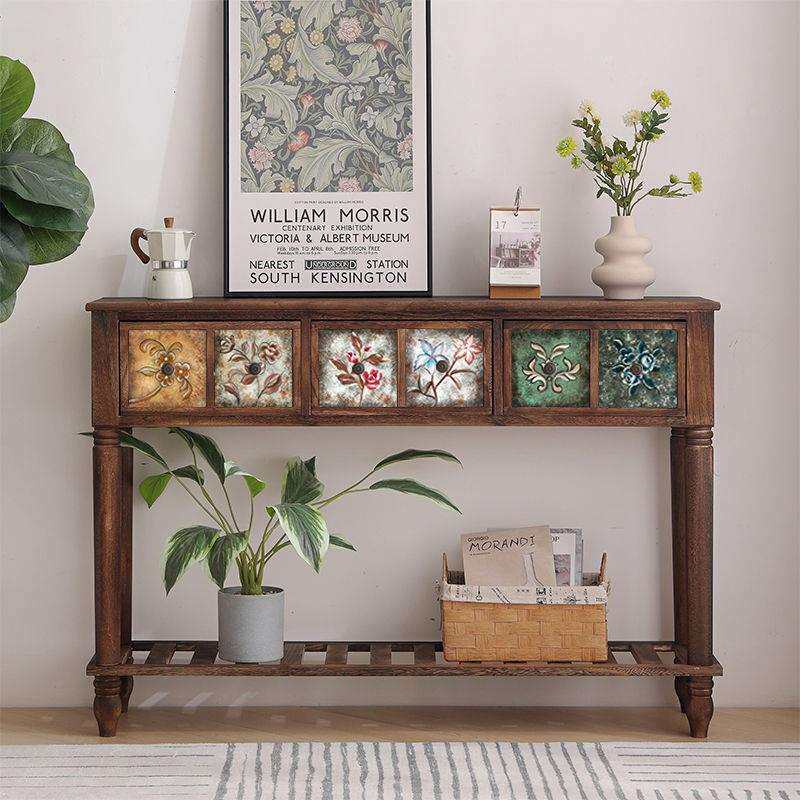 美式实木入户玄关柜隔断柜复古客厅置物柜中式长条玄关桌极窄靠墙