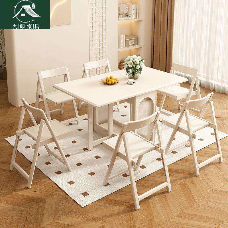 奶油风实木折叠餐桌小户型靠墙白色伸缩吃饭桌可移动多功能餐桌,电子元器件市场,其它元器件,淘宝优惠券,粉丝福利购,淘宝优惠卷