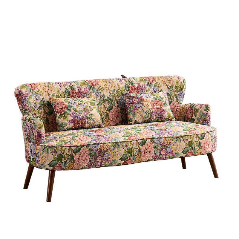 美式田园风布艺沙发家用客厅阳台卧室服装店民宿复古风花布沙发椅