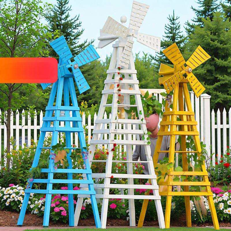 户外大风车花架室内庭院别墅民宿装饰防腐实木茉莉爬藤植物站架子