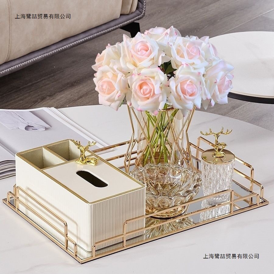 轻奢风纸巾盒套装家用客厅茶几餐桌创意收纳抽纸盒高档装饰品摆件