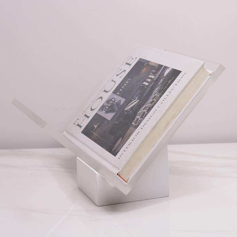 现代简约大理石亚克力V型书架书档书报夹摆件样板房售楼处