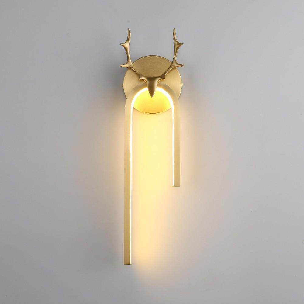 全铜壁灯卧室床头灯led现代简约美式别墅奢华客厅楼梯U形墙壁灯