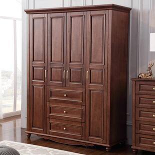 美式实木衣柜六门加顶双门推拉衣橱1.6米四门2m长五门储物柜收纳