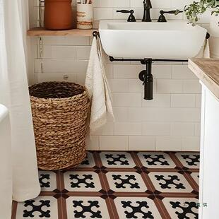 法式复古卫生间地板贴仿花砖自粘加厚耐磨防水防滑厨房浴室瓷砖贴