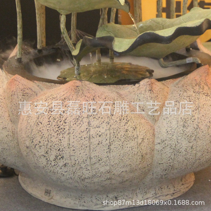 石雕花盆 庭院家居仿古青石荷花花盆摆件 石材花盆雕刻