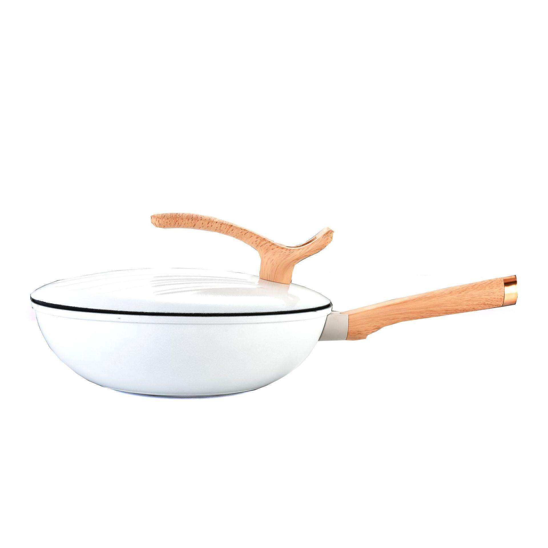 新款贝壳型炒锅家用炒锅不粘平底锅厨房炒菜锅复底电磁炉通用锅具