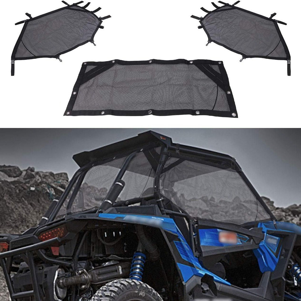 适用于Polaris RZR XP 1000 2014-2019  ATV UTV 北极星遮阳窗网
