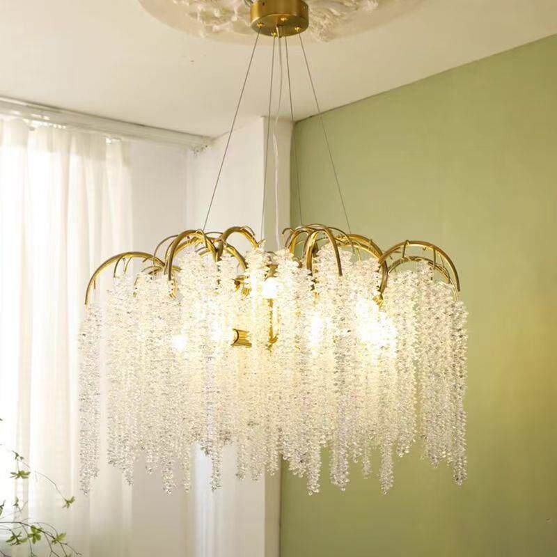 餐厅吊灯法式复古长方形餐桌灯设计感高端饭厅灯吧台灯流苏树枝灯