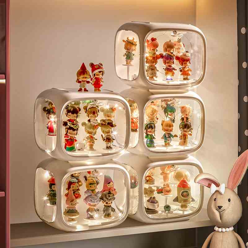 德国盲盒收纳盒透明亚克力展示架手办公仔摆件太空舱展示盒
