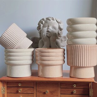 莫兰迪北欧简约陶瓷花盆大号创意个性 家用绿萝蝴蝶兰花盆盆栽盆器