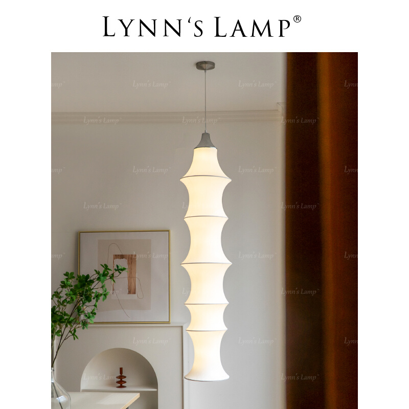 Lynn's立意侘寂风蚕丝吊灯白色楼梯床头日式民宿竹节设计师客厅