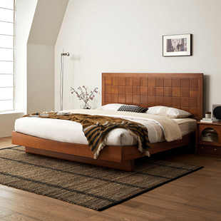 复古床 比木空间 实木床1米8双人床悬浮床架主卧大床民宿落地法式