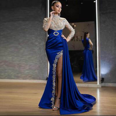New evening dress Amazon Women's blue maxi dress晚礼服长