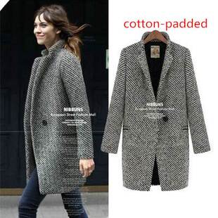 外套女毛呢大衣 women long wool coat winter jacket sweater4XL