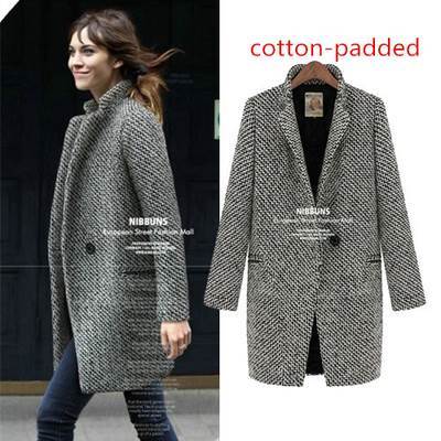 外套女毛呢大衣 women long wool coat winter jacket sweater4XL