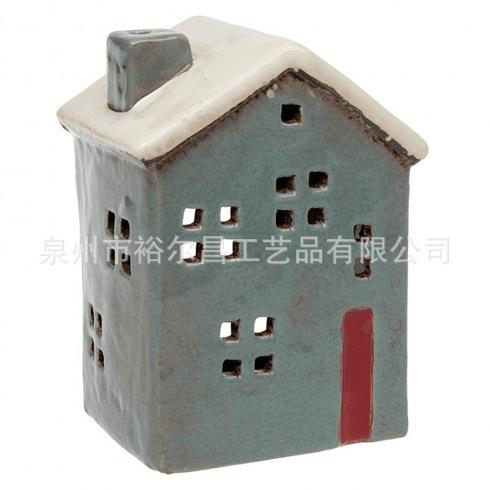 圣诞陶瓷仿古丹麦房子烛台工艺摆件发光圣诞屋创意LED发光工艺品