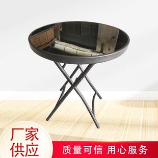 户外野餐桌休闲露营便携折叠桌子钢化玻璃桌面简易饭桌折叠圆桌子