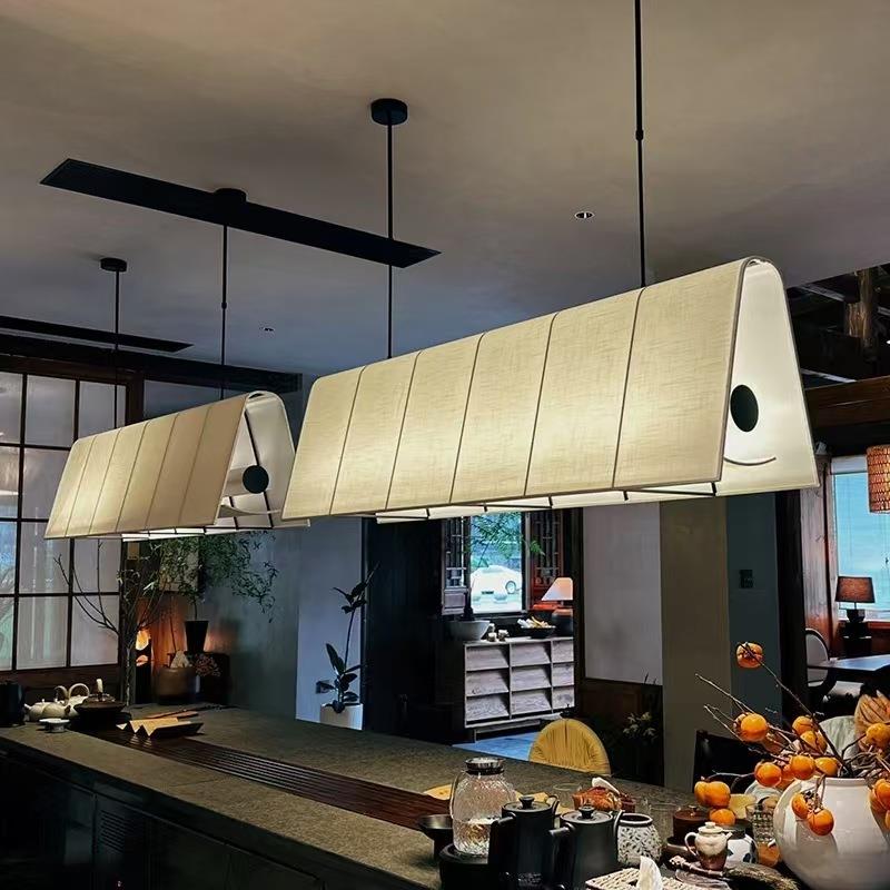 新中式吊灯吧台上方店铺商用餐厅餐饮饭店日式创意餐桌布艺灯具