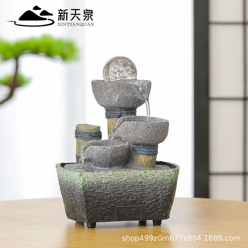办公室风水球招财流水摆件循环水生财喷泉小型现代家居装饰电视柜